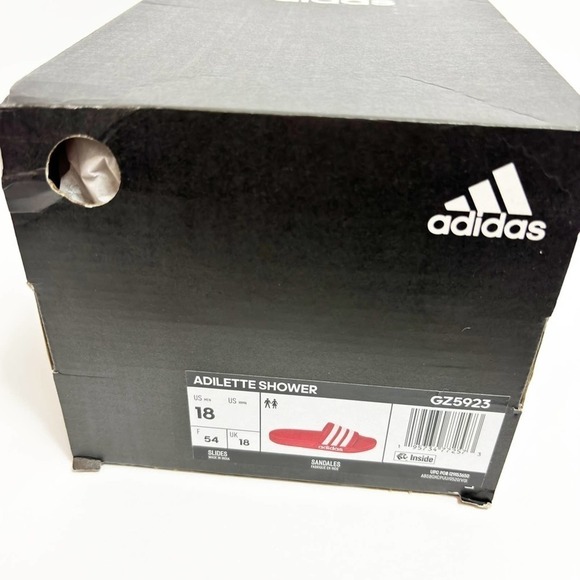 ADIDAS ADILETTE SHOWER MEN SLIDES VIVID RED SIZE 18 BRAND NEW WITH BOX - Picture 5 of 6